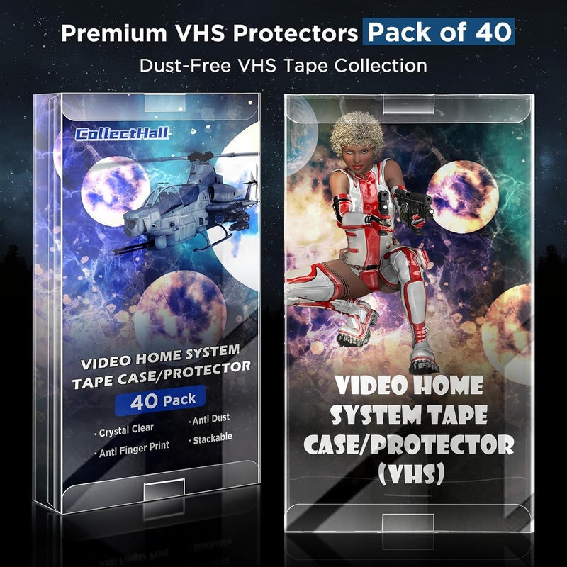 CollectHall VHS Tapes Protector - Premium VHS Cassette Tape Storage & Protector, Durable VHS Protectors for Home & Kitchen Media Storage 40 Packs - Image 2